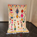 Handmade moroccan azilal rug cream geometric bedroom decor