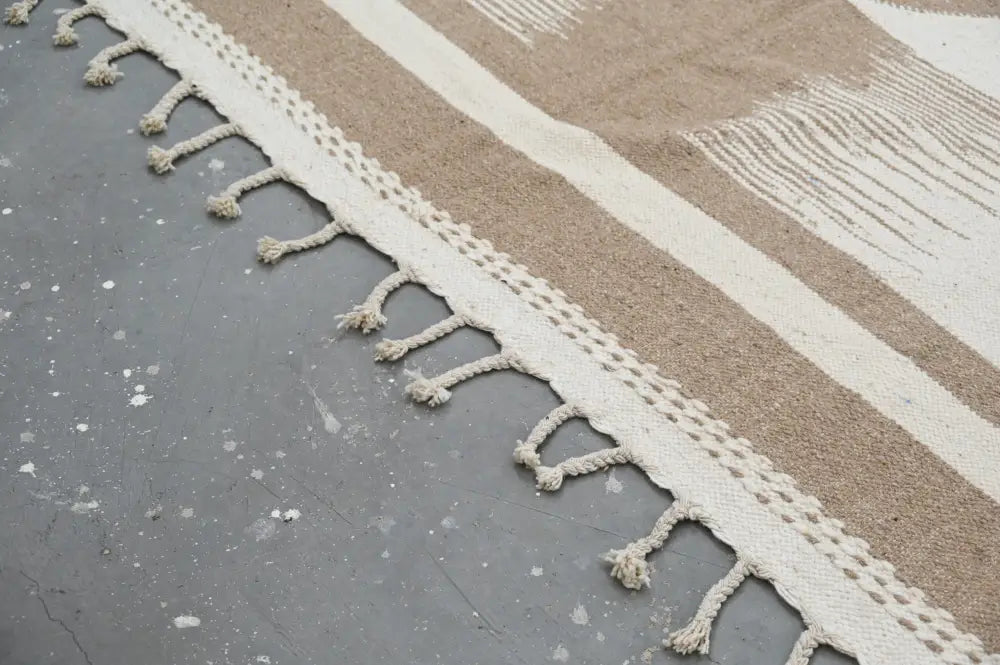 Beige & tan moroccan handmade azilal rug living room woven decor