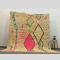 Handmade azilal rug beige geometric bedroom moroccan decor