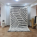 Authentic moroccan beni ourain rug black & white living room decor