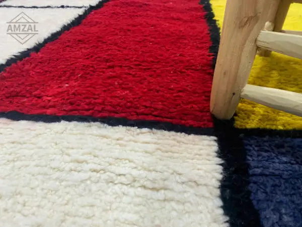 Vibrant geometric moroccan handmade beni ouarain rug living room