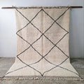 Handmade beni ouarain cream & black rug living room geometric decor