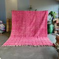 Handmade beni ourain fuchsia moroccan rug bedroom decor