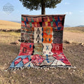 Handwoven multicolored moroccan handmade boujaad rug living room wool