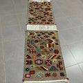 Moroccan handmade taznakht rug gray geometric runner for living room
