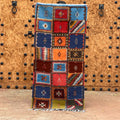 Vibrant patchwork moroccan handmade taznakht rug bedroom runner