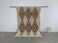 Handmade moroccan azilal rug beige & maroon living room carpet