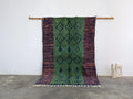 Handmade green moroccan wool rug living room teal diamond pattern