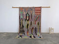 Vibrant abstract moroccan handmade wool rug living room wall decor