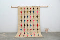 Handmade moroccan azilal rug beige geometric bedroom carpet