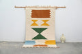 Handmade traditional azilal colorful rug beige bedroom decor