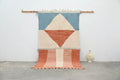 Blue and terracotta moroccan handmade azilal rug bedroom decor