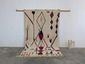 Moroccan handmade geometric beige wool rug – living room decor