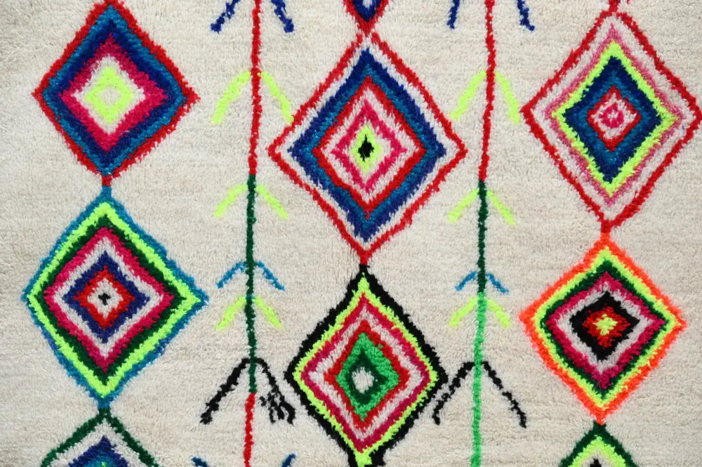 Beige moroccan handmade traditional azilal rug bedroom decor