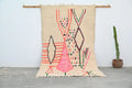 Beige moroccan handmade azilal rug bedroom geometric decor
