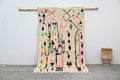 Handmade moroccan azilal rug beige geometric living room decor