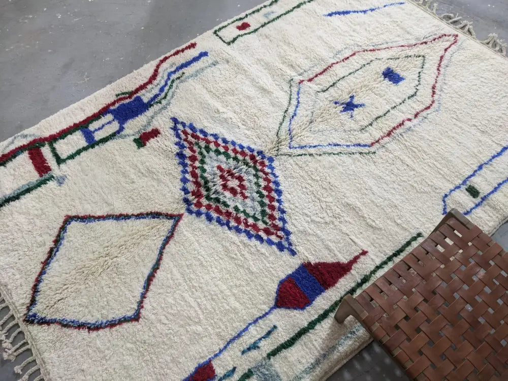Handmade traditional moroccan azilal rug living room wool decor