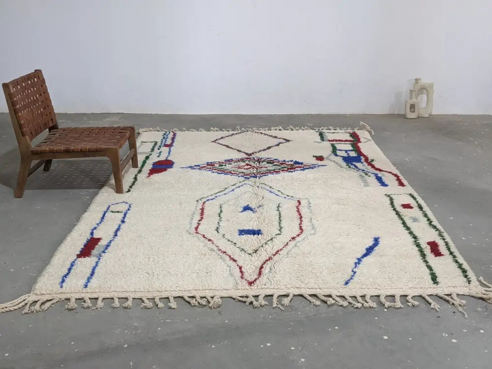 Handmade traditional moroccan azilal rug living room wool decor