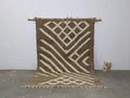 Traditional moroccan handmade brown & cream azilal rug living room