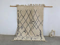 Beige & black beni ouarain rug bedroom moroccan handmade decor