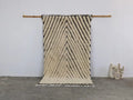 Handmade beni ouarain rug cream & black zigzag bedroom carpet