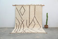 Handmade beige & brown beni ouarain rug living room geometric decor