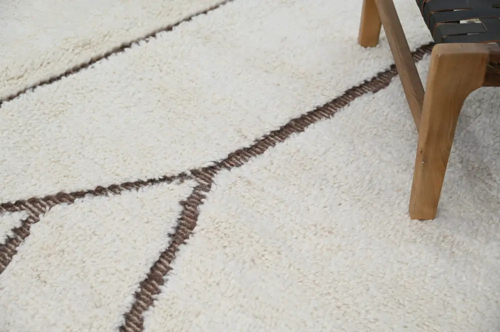 Handmade beige & brown beni ouarain rug living room geometric decor