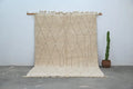 Handmade beige beni ouarain rug – living room geometric decor
