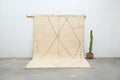 Handmade beige & black beni ouarain rug living room berber decor