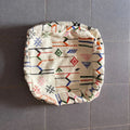 Moroccan handmade geometric cream cushion living room pouf