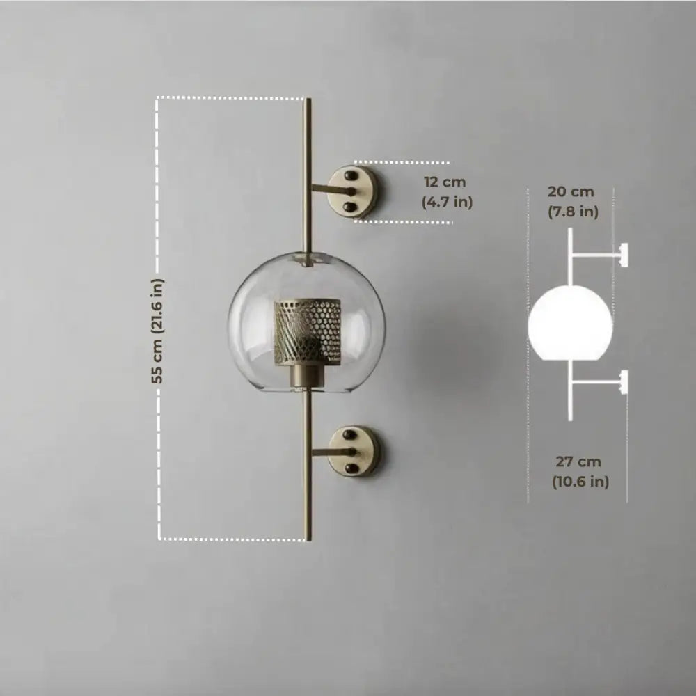 Modern moroccan brass and amber glass wall sconce bathroom light