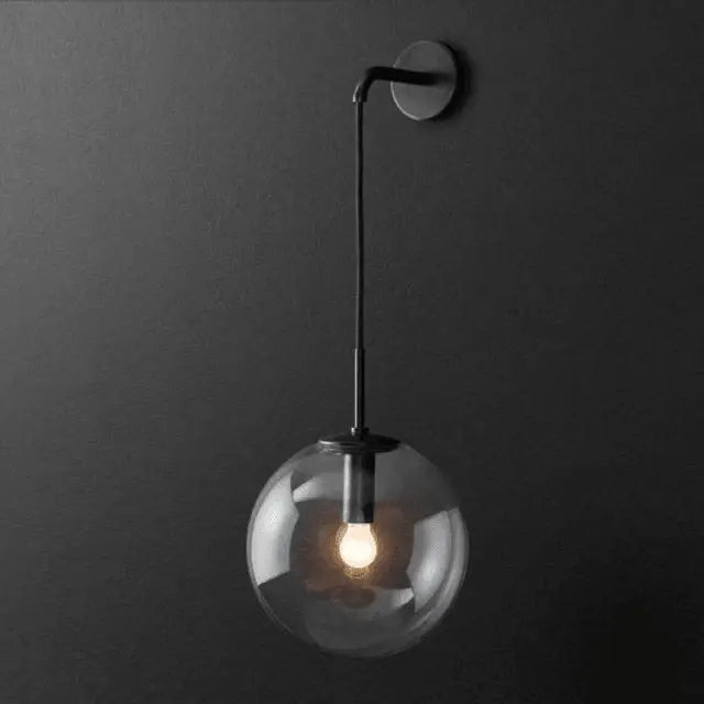 Modern brass glass globe modern wall sconce – living room light