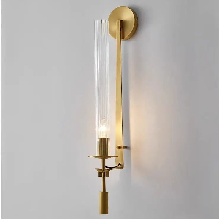 Modern gold wall sconce bedroom clear glass cylinder light