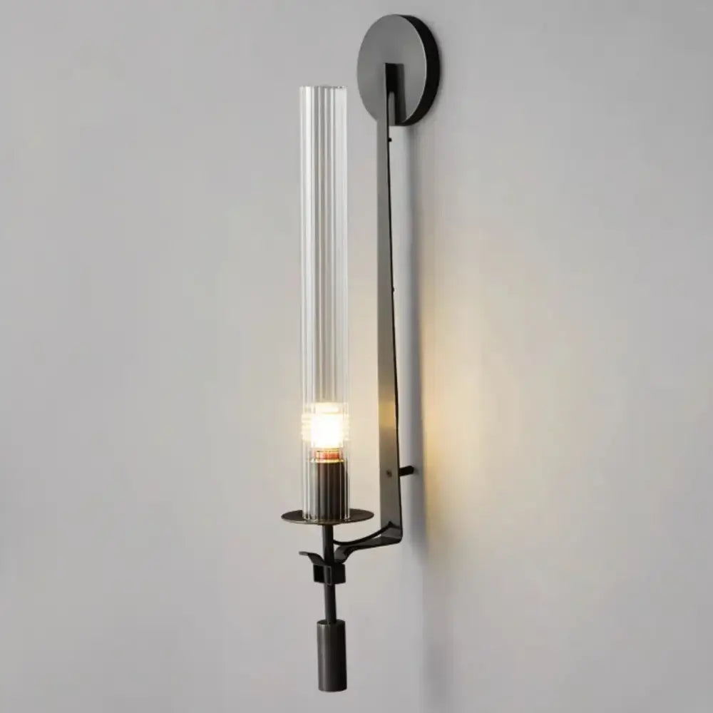 Modern gold wall sconce bedroom clear glass cylinder light