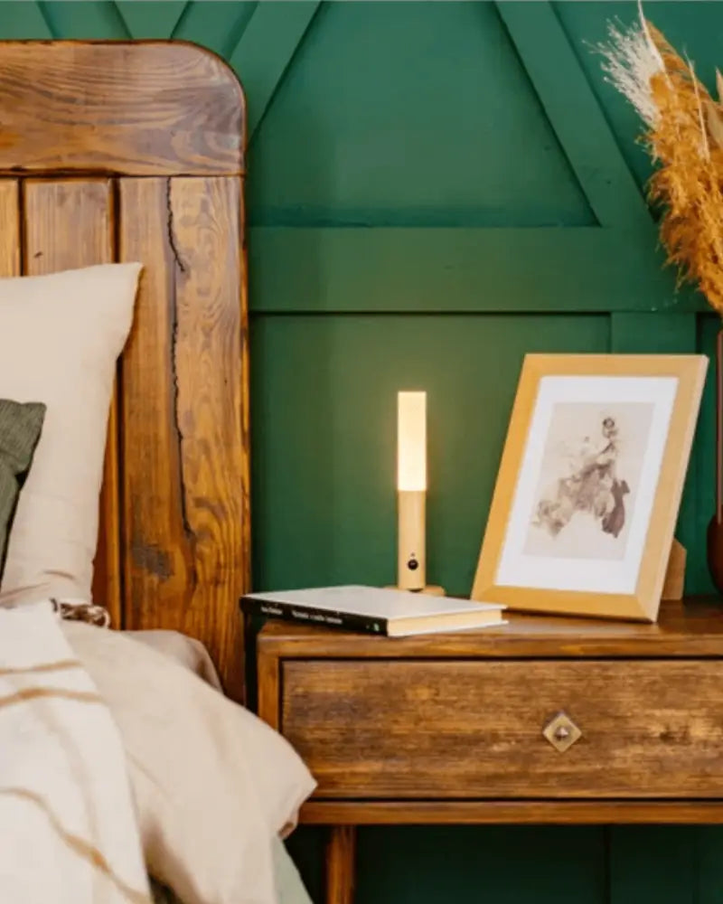 Moroccan battery operated wall sconce bedroom wood nightstand light
