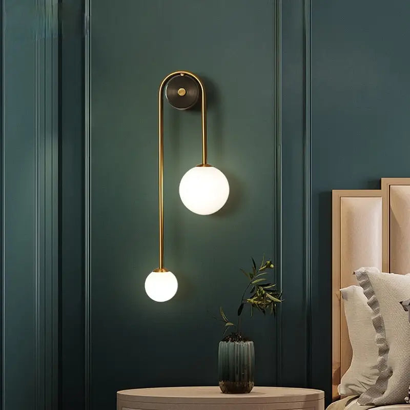 Minimalist moroccan gold wall sconces with frosted glass for bedroom