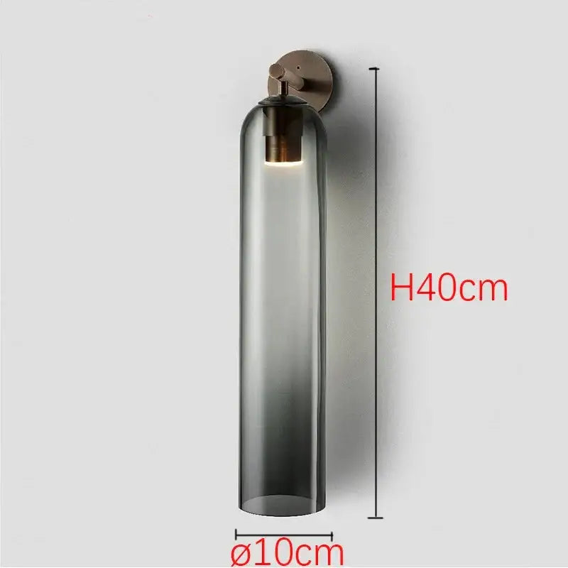 Modern smoked & frosted glass wall sconce bedroom sleek glass light
