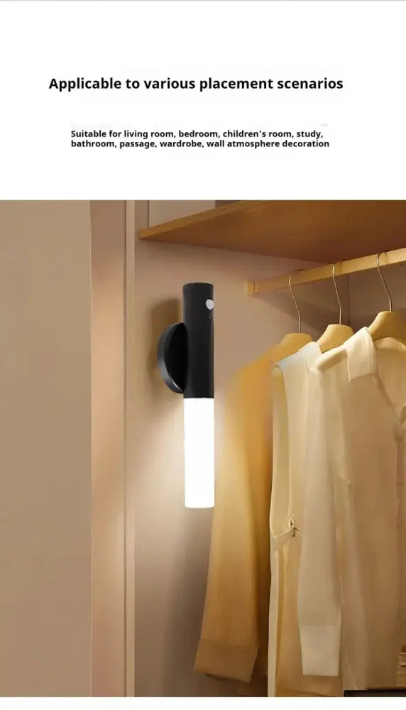 Modern black motion sensor battery operated wall lamp bedroom light