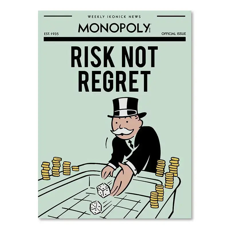 Motivational monopoly millionaire mint green wall art living room decor