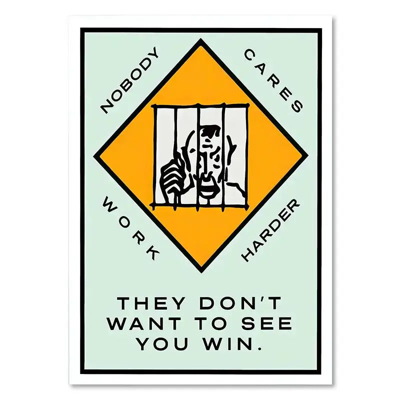 Motivational monopoly millionaire mint green wall art living room decor