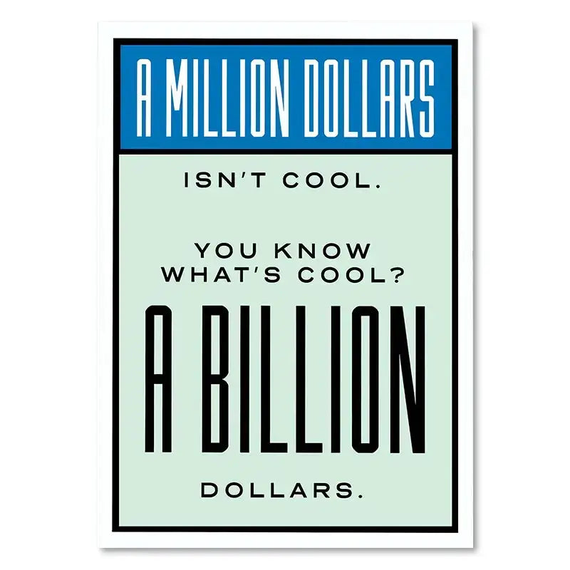 Motivational monopoly millionaire mint green wall art living room decor