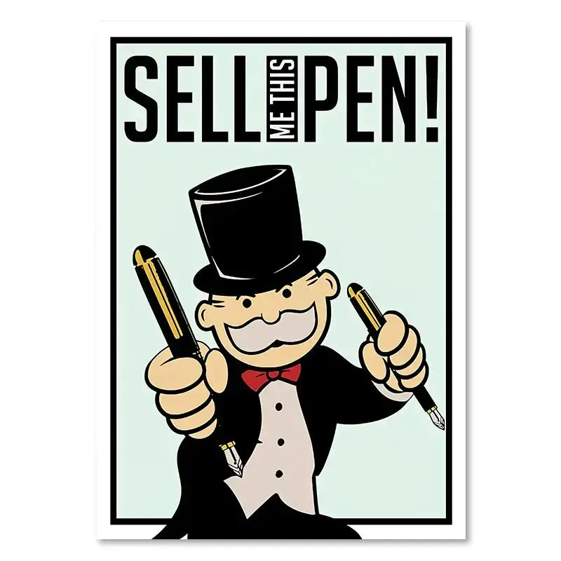 Motivational monopoly millionaire mint green wall art living room decor