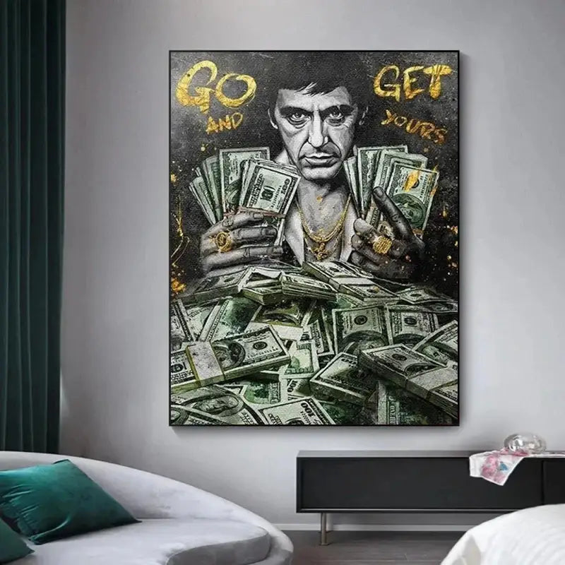 Tony montana go and get yours canvas wall art living room decor