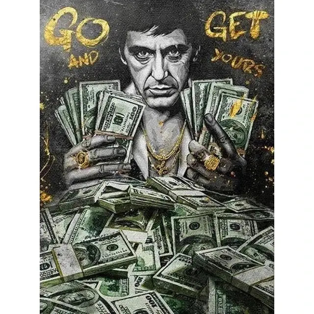 Tony montana go and get yours canvas wall art living room decor