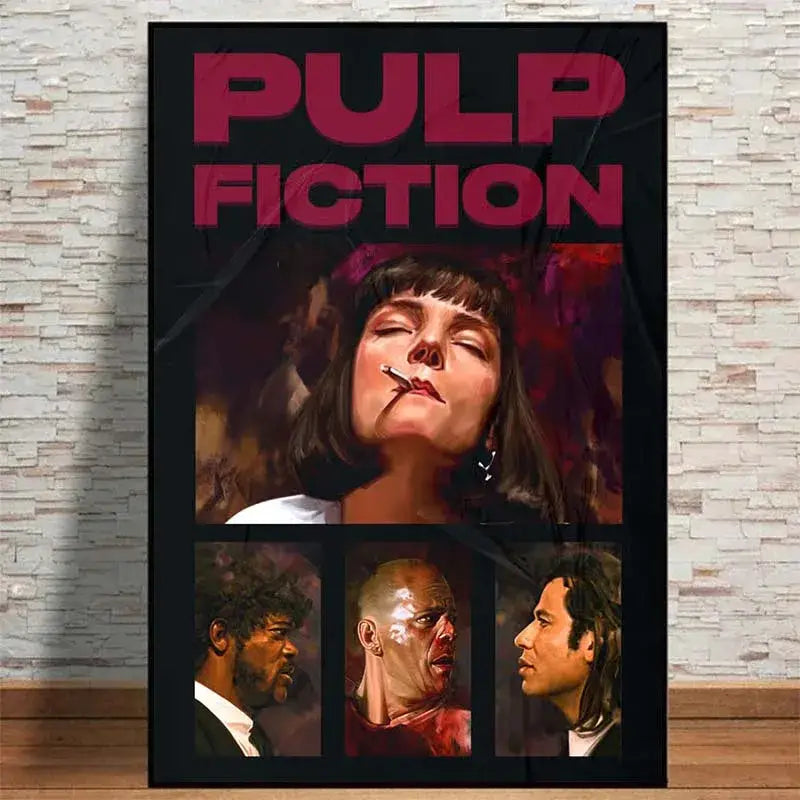 Pulp fiction canvas wall art grid set for living room decor