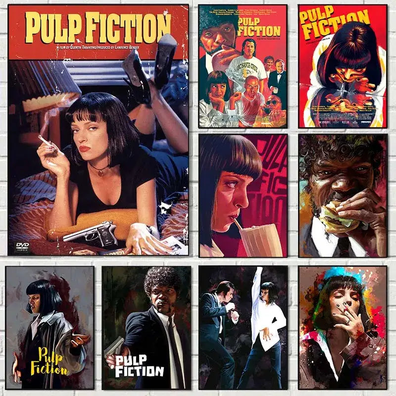 Pulp fiction canvas wall art grid set for living room decor
