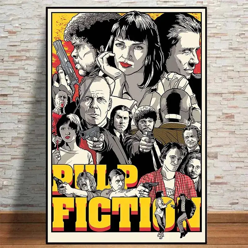 Pulp fiction canvas wall art grid set for living room decor