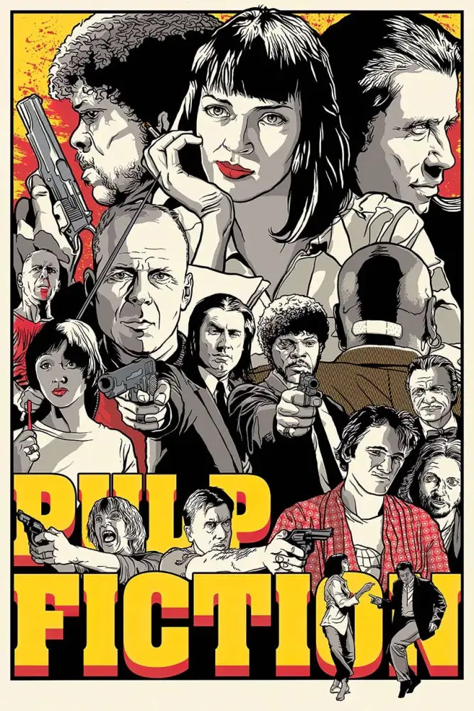 Pulp fiction canvas wall art grid set for living room decor
