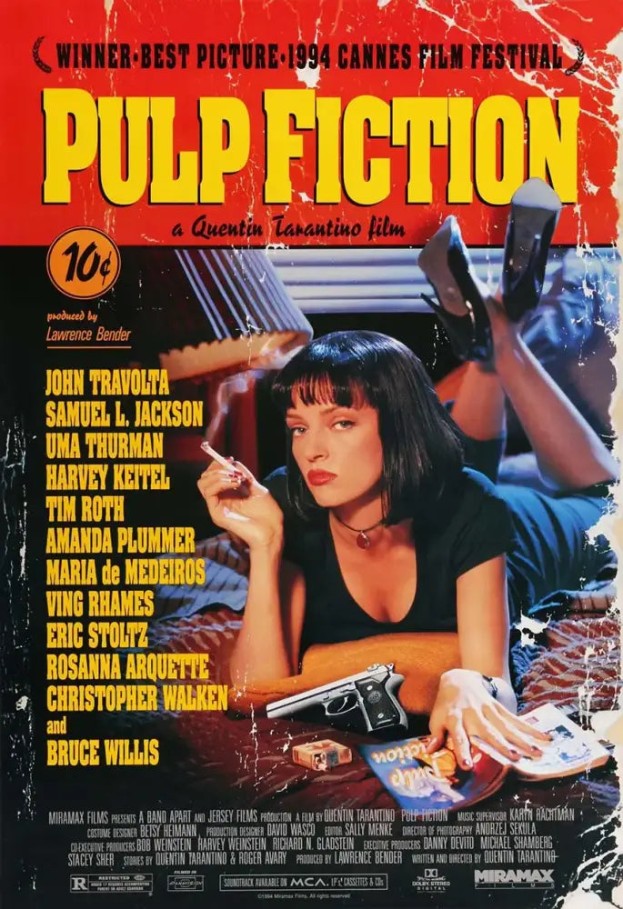 Pulp fiction canvas wall art grid set for living room decor