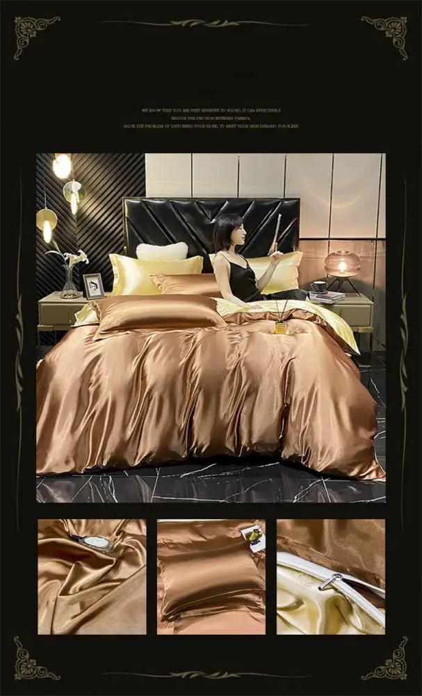 Teal mulberry silk luxury bedding set – bedroom duvet cover